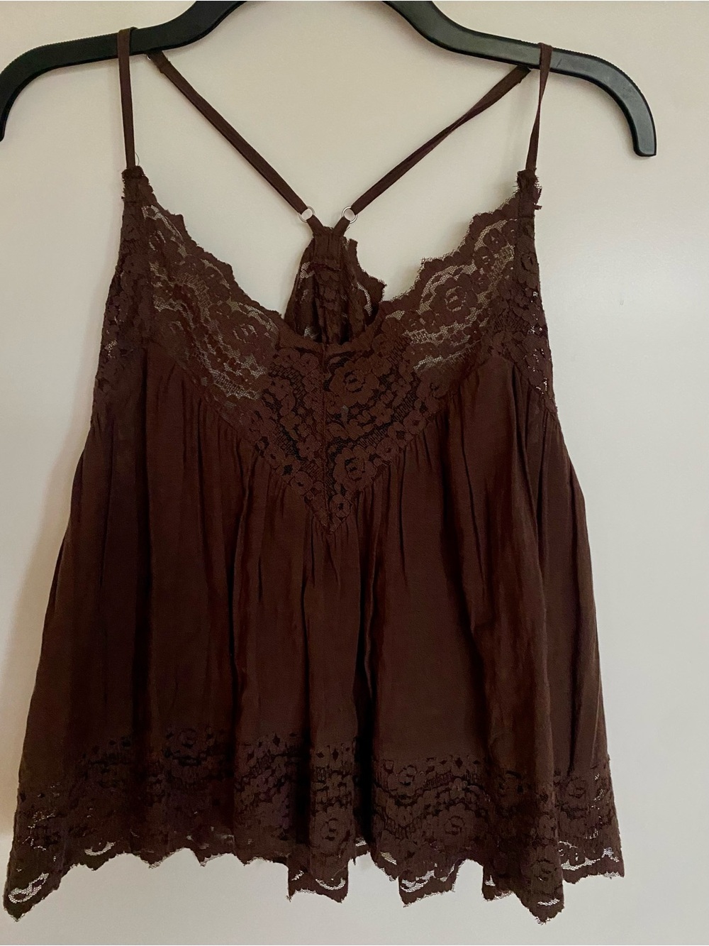 Free People Brown Lace-Trimmed Strappy Camisole